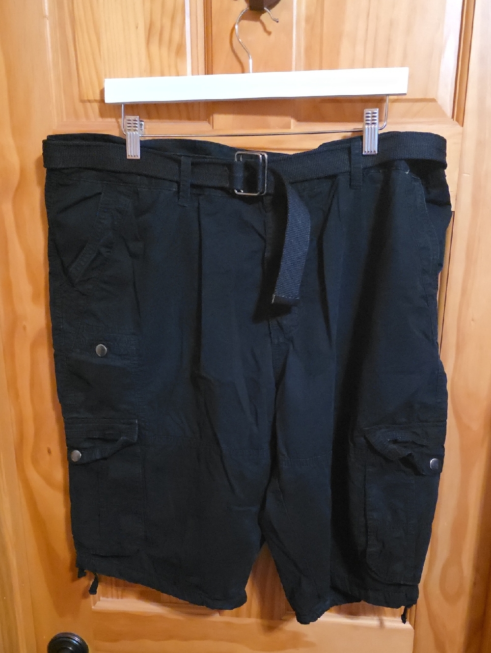 Blu Rock Men’s Cargo Shorts Size 42 Black Utility Shorts w/ Belt
